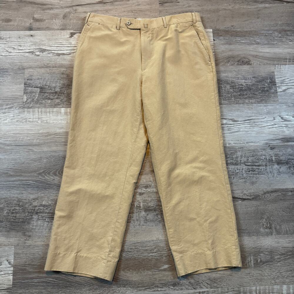 Peter Millar Made in Italy Khaki Flat Front Chino Pants Preppy Old Money Mens 35